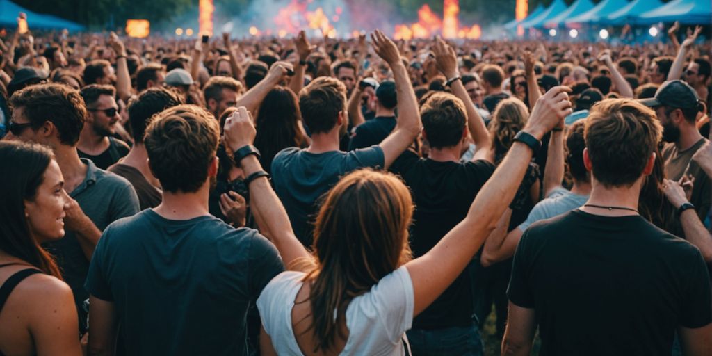 People enjoying an outdoor techno festival